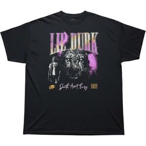 Lil Durk Shirt Mens 2XL Black Death Aint Easy Leopard OTF Graphic Tee Tagless